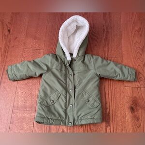 Kids Old Navy Size 2T Olive Green Hooded Sherpa-Lined Winter Jacket